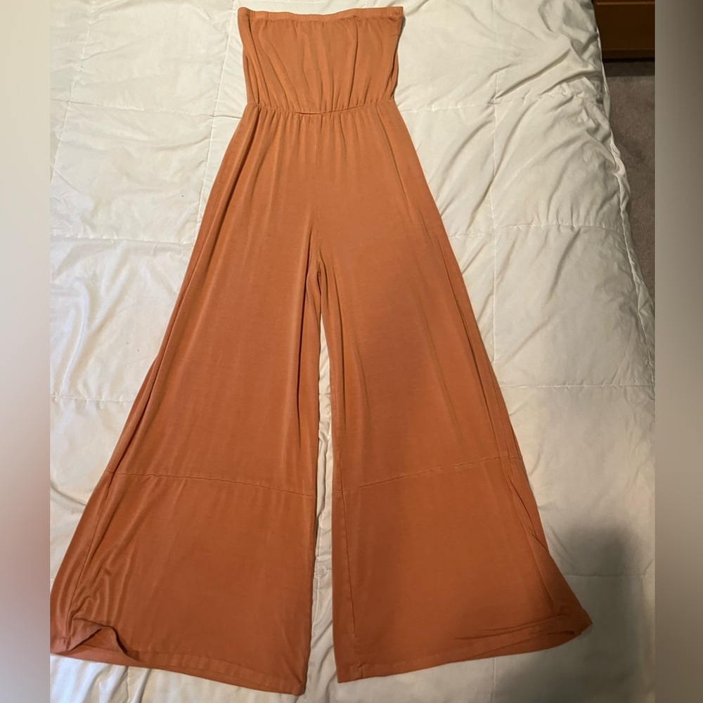 American Eagle Orange Flare Leg Jumpsuit
